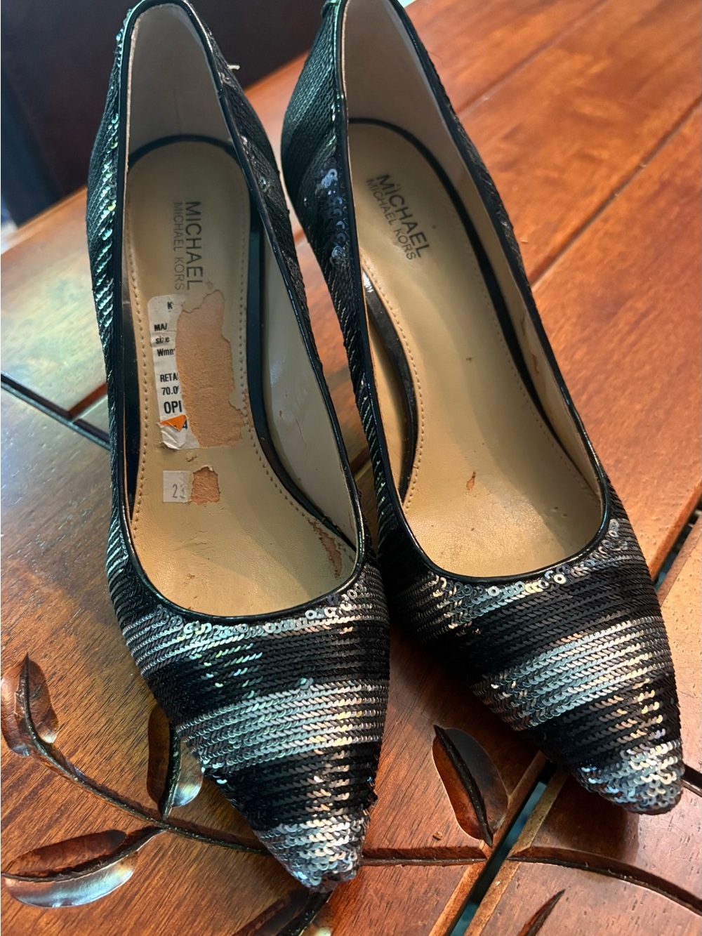 Michael Kors Black and Silver Sequin Pointed-Toe Pumps